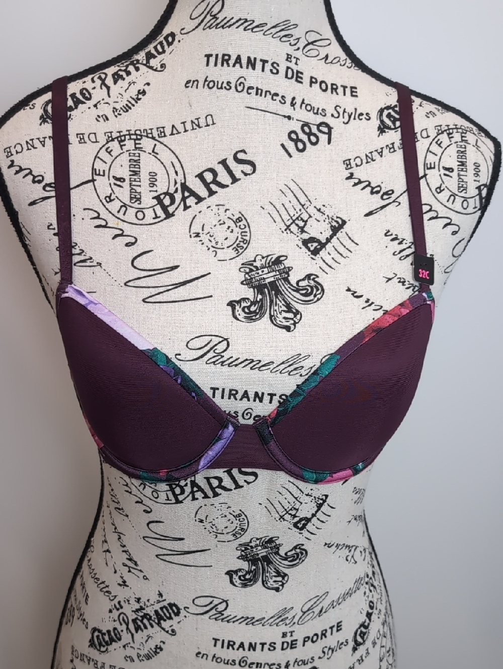 LA SENZA | Women's Plum Multi Floral Underwire Mesh Unpadded Bra